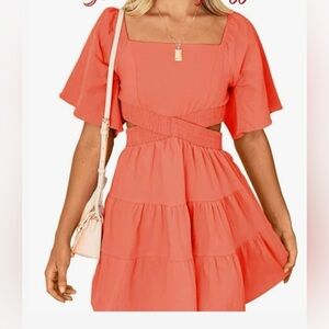Burn orange Tiered Mini Dress